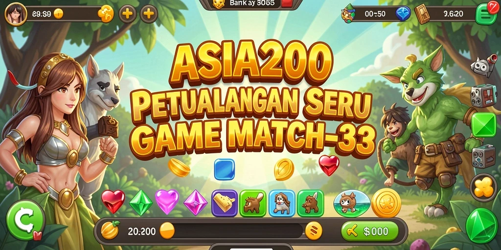 Screenshot gameplay ASIA200 menampilkan suasana seru permainan Match-3.