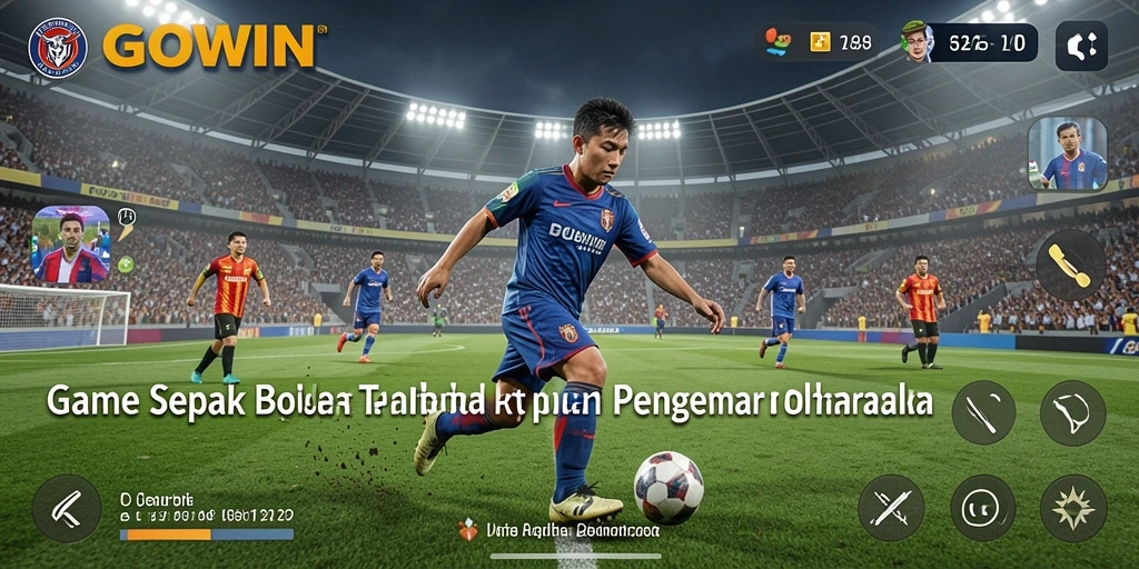 Gameplay seru GOWIN dengan aksi sepak bola yang mendebarkan.