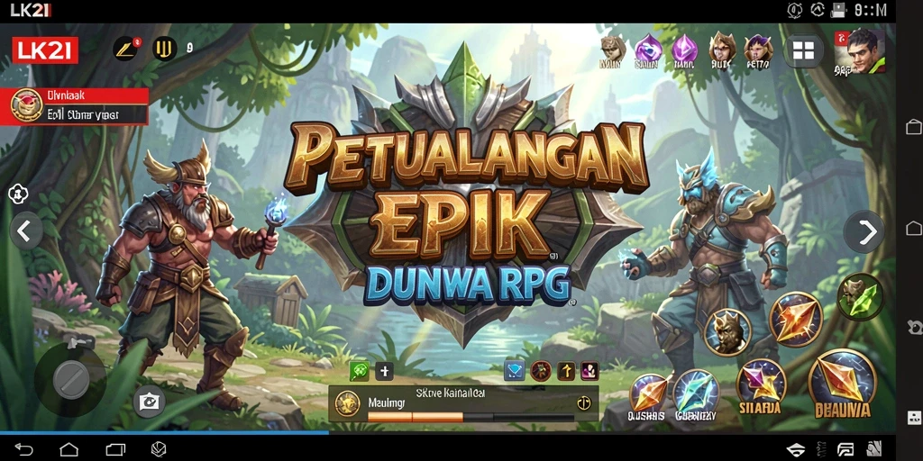 Screenshot menunjukkan karakter bertarung melawan monster kuat dalam RPG.