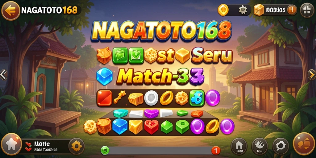 Screenshot gameplay NAGATOTO168 yang menunjukkan aksi mencocokkan item.