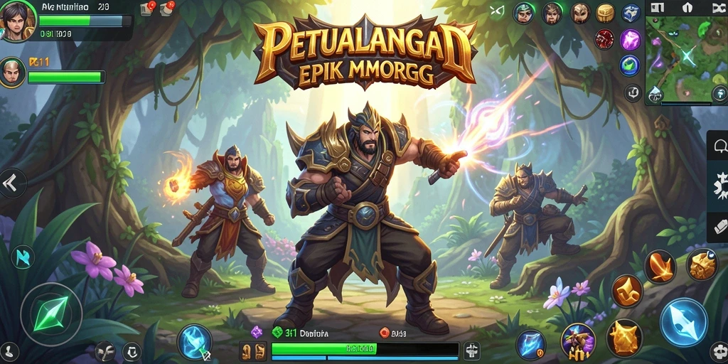Screenshot gameplay PG11 yang menunjukkan pertempuran epik dan eksplorasi dunia.