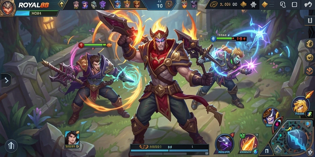 Screenshot gameplay seru ROYAL88 menunjukkan aksi pertarungan epik.